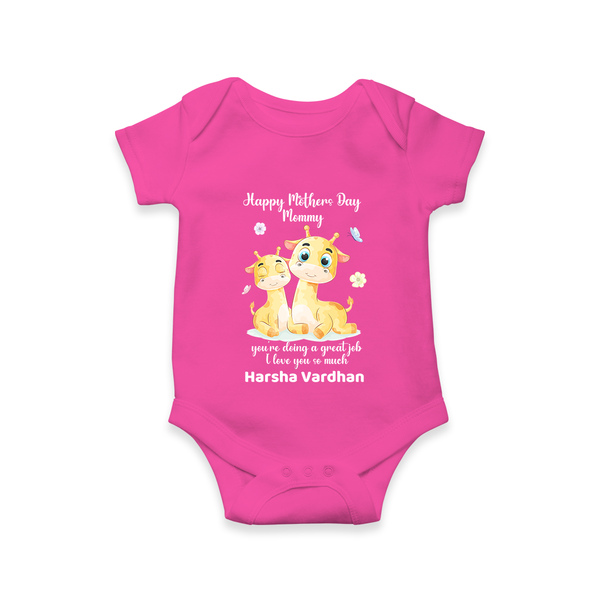 Happy Mother's Day - Full of Love & Warmth With Our Customized Romper With Name - HOT PINK - 0 - 3 Months Old (Chest 16")