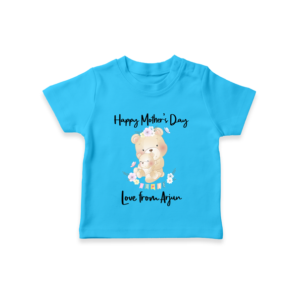 Happy Mother's Day - Little Hands, Big Love With Our Customized Tshirt With Name - SKY BLUE - 0-5 Months Old (Chest 17")