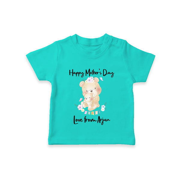 Happy Mother's Day - Little Hands, Big Love With Our Customized Tshirt With Name - TEAL - 0-5 Months Old (Chest 17")