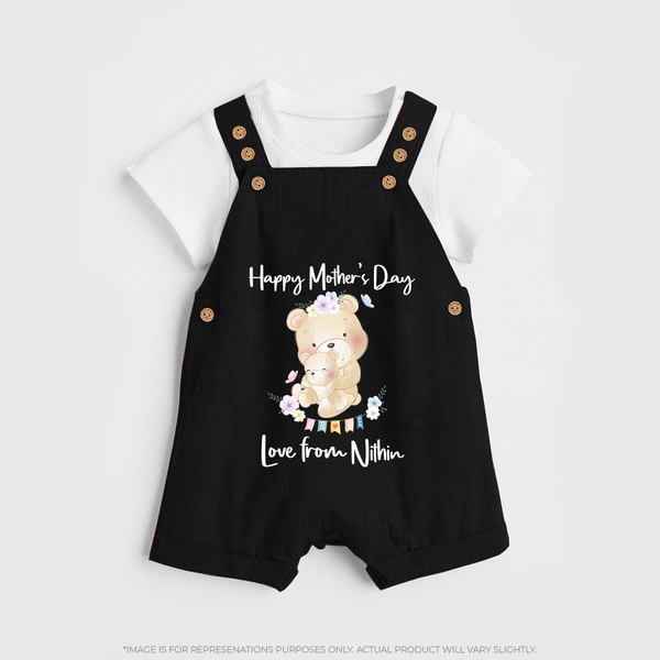 Happy Mother's Day - Little Hands, Big Love With Our Customized Dungaree Set With Name - BLACK - 0 - 5 Months Old (Chest 18")