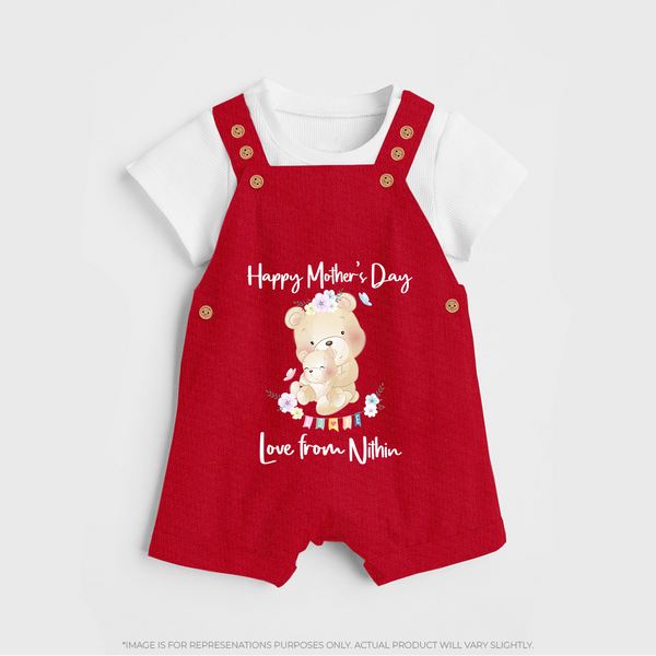 Happy Mother's Day - Little Hands, Big Love With Our Customized Dungaree Set With Name - RED - 0 - 5 Months Old (Chest 18")
