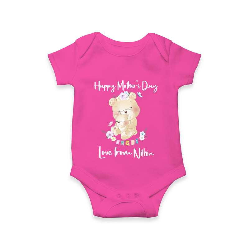 Happy Mother's Day - Little Hands, Big Love With Our Customized Romper With Name - HOT PINK - 0 - 3 Months Old (Chest 16")
