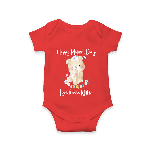 Happy Mother's Day - Little Hands, Big Love With Our Customized Romper With Name - RED - 0 - 3 Months Old (Chest 16")