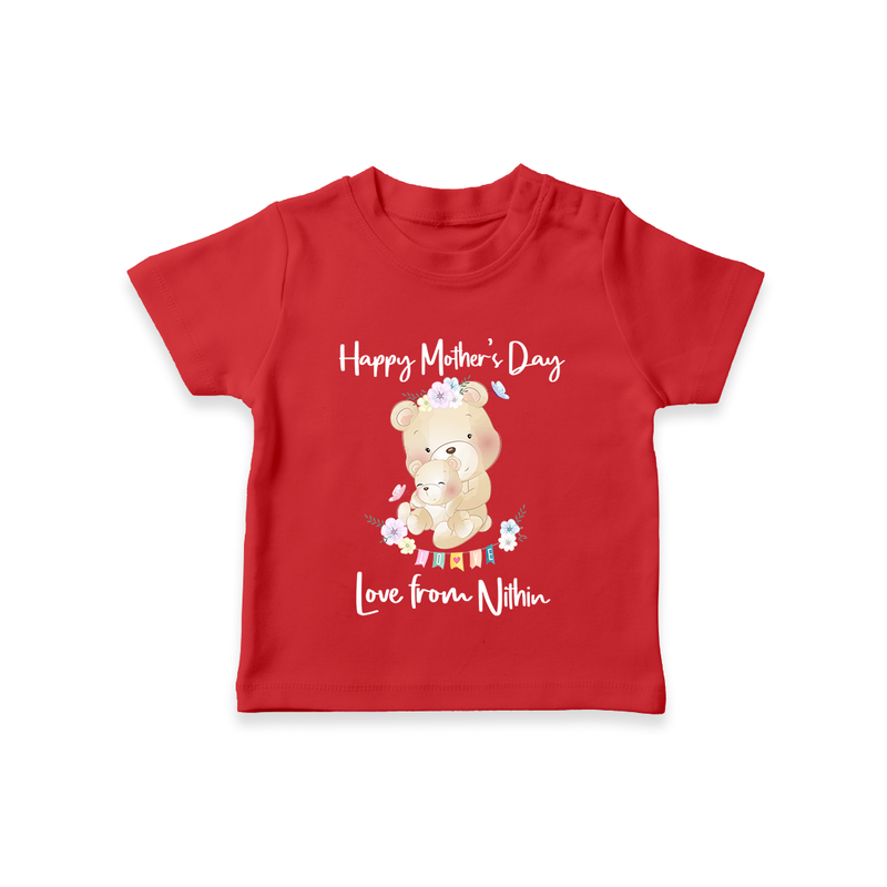 Happy Mother's Day - Little Hands, Big Love With Our Customized Tshirt With Name - RED - 0-5 Months Old (Chest 17")