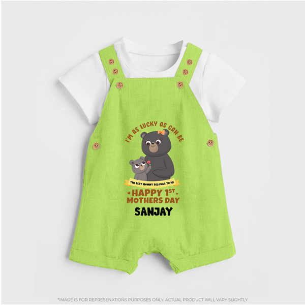Happy Mother's Day - Celebrating Mom Moments With Our Customized Dungaree Set With Name - GREEN - 0 - 5 Months Old (Chest 18")