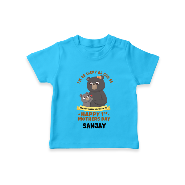 Happy Mother's Day - Celebrating Mom Moments With Our Customized Tshirt With Name - SKY BLUE - 0-5 Months Old (Chest 17")