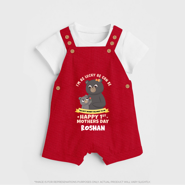 Happy Mother's Day - Celebrating Mom Moments With Our Customized Dungaree Set With Name - RED - 0 - 5 Months Old (Chest 18")