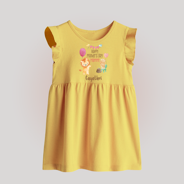 Happy Mother's Day - Full of Hugs & Giggles With Our Customized Baby Frock With Name - YELLOW - 0 - 3 Months Old (Chest 17")