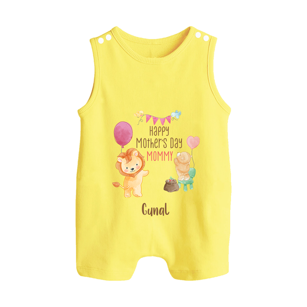 Happy Mother's Day - Full of Hugs & Giggles With Our Customized Romper Suit With Name - PASTEL YELLOW - 0 - 5 Months Old (Chest 18")