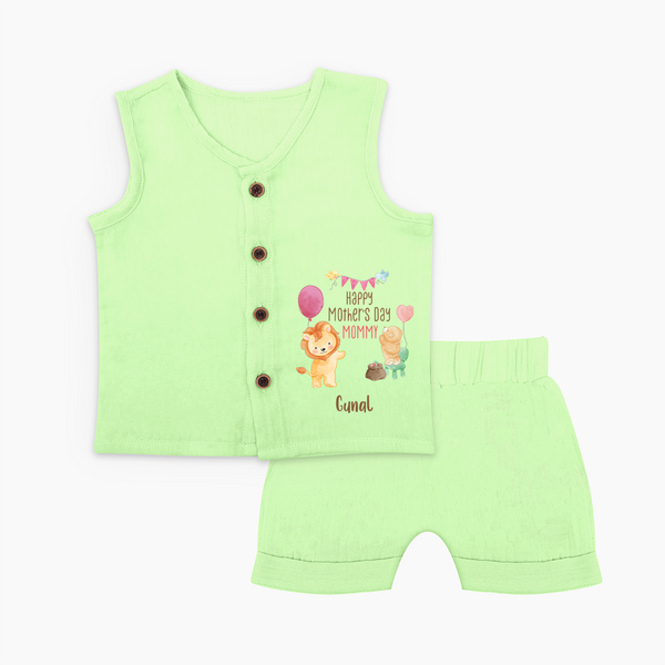 Happy Mother's Day - Full of Hugs & Giggles With Our Customized Jabla Set With Name - PASTEL GREEN - 0 - 3 Months Old (Chest 9.8")