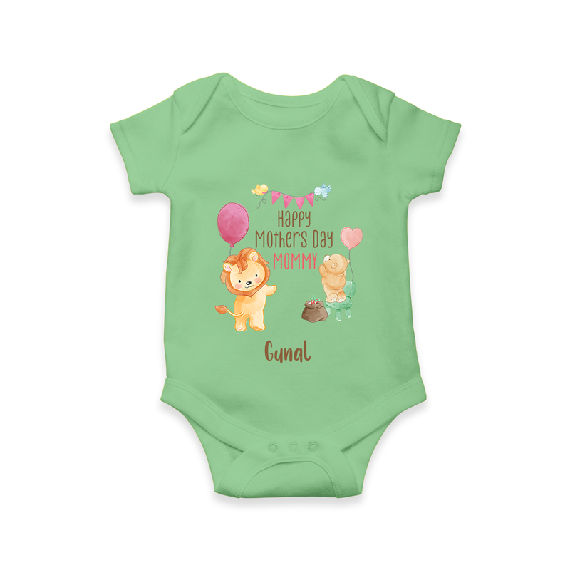 Happy Mother's Day - Full of Hugs & Giggles With Our Customized Romper With Name - GREEN - 0 - 3 Months Old (Chest 16")