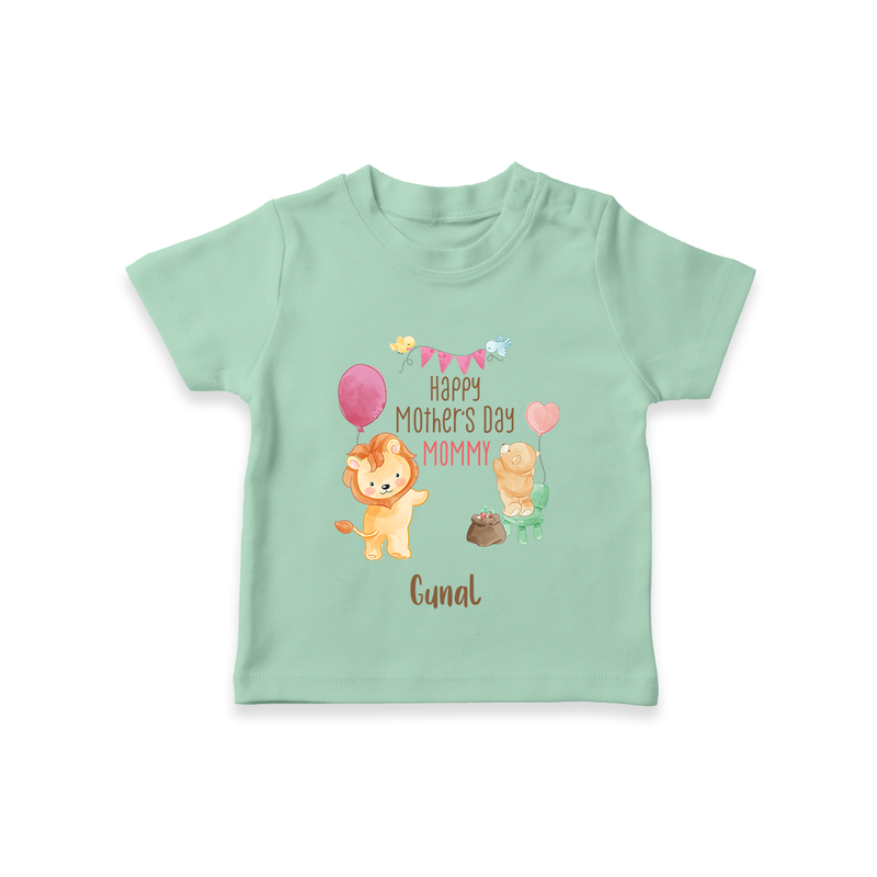 Happy Mother's Day - Full of Hugs & Giggles With Our Customized Tshirt With Name - MINT GREEN - 0-5 Months Old (Chest 17")