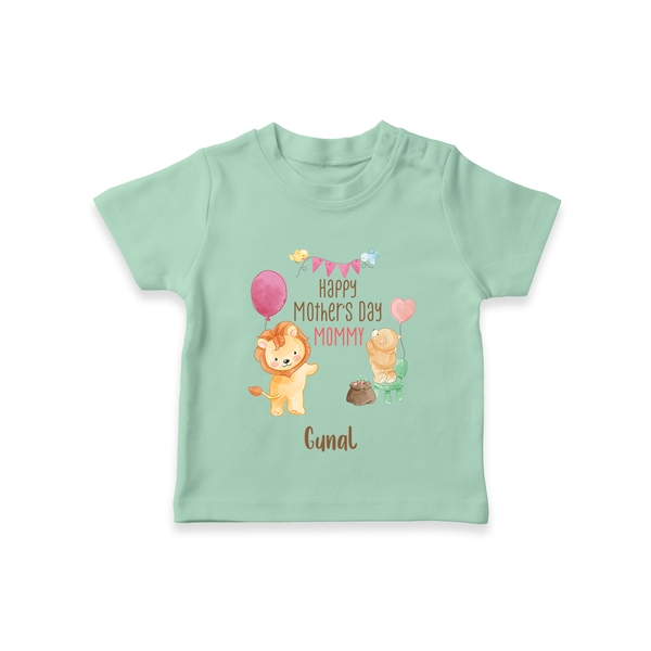 Happy Mother's Day - Full of Hugs & Giggles With Our Customized Tshirt With Name - MINT GREEN - 0-5 Months Old (Chest 17")