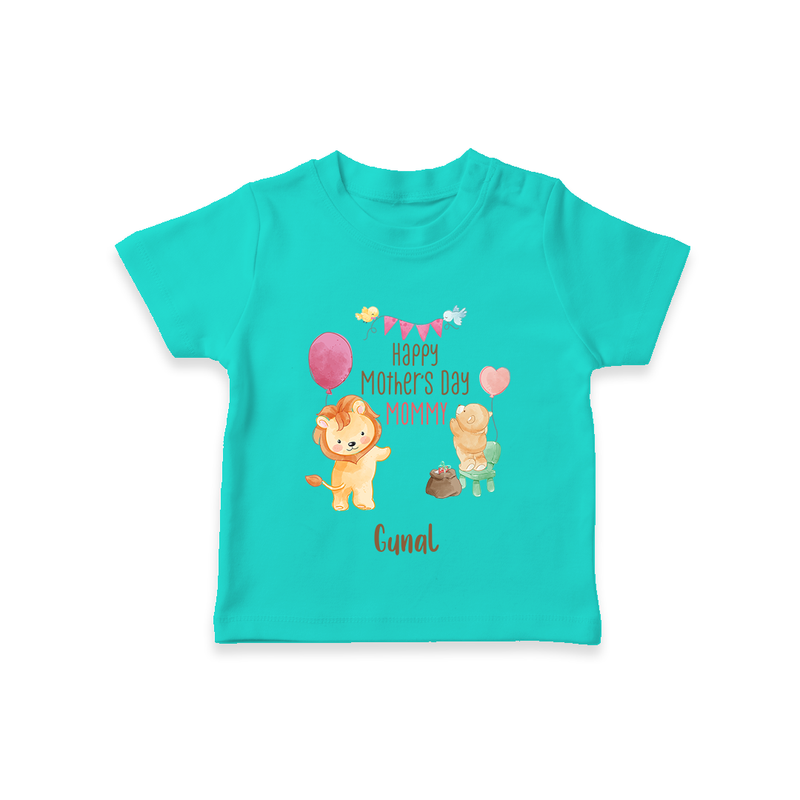 Happy Mother's Day - Full of Hugs & Giggles With Our Customized Tshirt With Name - TEAL - 0-5 Months Old (Chest 17")