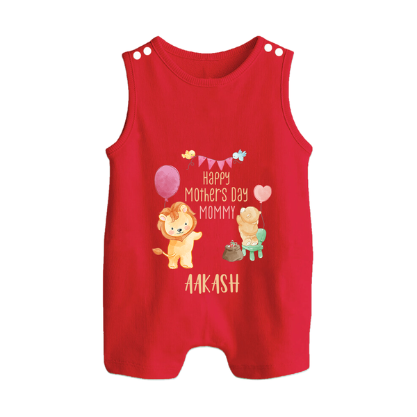 Happy Mother's Day - Full of Hugs & Giggles With Our Customized Romper Suit With Name - RED - 0 - 5 Months Old (Chest 18")