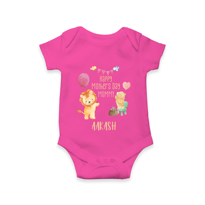 Happy Mother's Day - Full of Hugs & Giggles With Our Customized Romper With Name - HOT PINK - 0 - 3 Months Old (Chest 16")