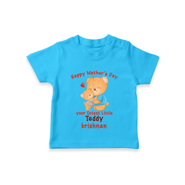 Happy Mother's Day - Cutest Gift To Mom With Our Customized Tshirt With Name - SKY BLUE - 0-5 Months Old (Chest 17")
