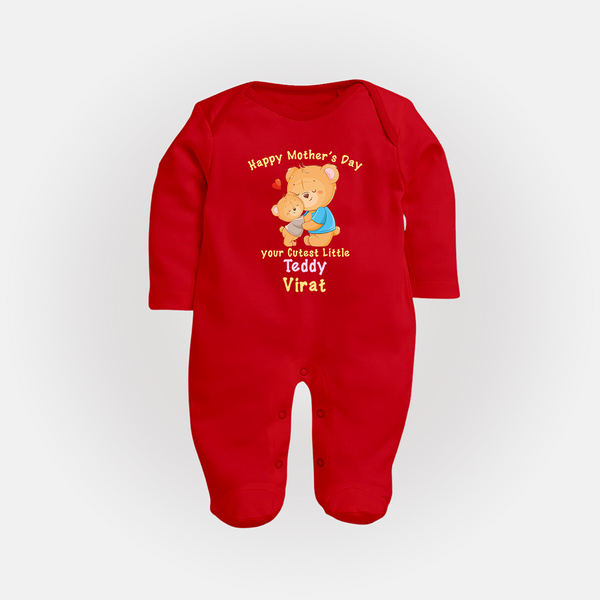 Happy Mother's Day - Cutest Gift To Mom With Our Customized Sleep Suit With Name - RED - New Born (Chest 7.5")
