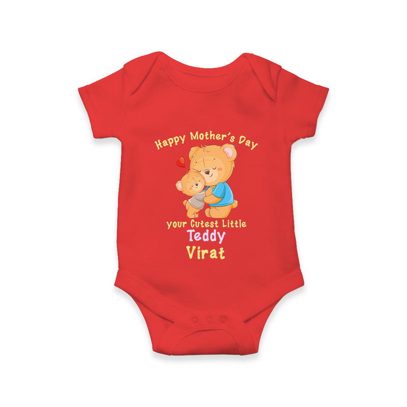 Happy Mother's Day - Cutest Gift To Mom With Our Customized Romper With Name - RED - 0 - 3 Months Old (Chest 16")