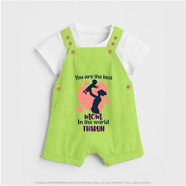 Happy Mother's Day - Blessed To Be Yours With Our Customized Dungaree Set With Name - GREEN - 0 - 5 Months Old (Chest 18")