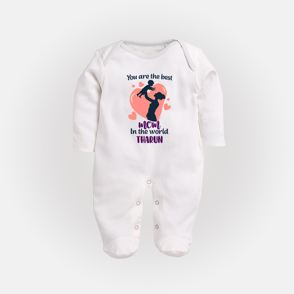 Happy Mother's Day - Blessed To Be Yours With Our Customized Sleep Suit With Name - WHITE - New Born (Chest 7.5")