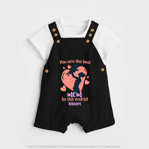 Happy Mother's Day - Blessed To Be Yours With Our Customized Dungaree Set With Name - BLACK - 0 - 5 Months Old (Chest 18")