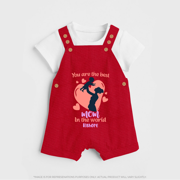 Happy Mother's Day - Blessed To Be Yours With Our Customized Dungaree Set With Name - RED - 0 - 5 Months Old (Chest 18")