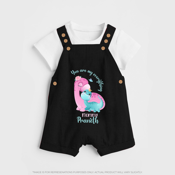 Happy Mother's Day - Celebrating Mom's Love With Our Customized Dungaree Set With Name - BLACK - 0 - 5 Months Old (Chest 18")