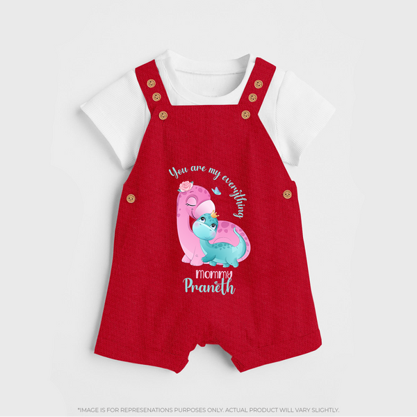 Happy Mother's Day - Celebrating Mom's Love With Our Customized Dungaree Set With Name - RED - 0 - 5 Months Old (Chest 18")