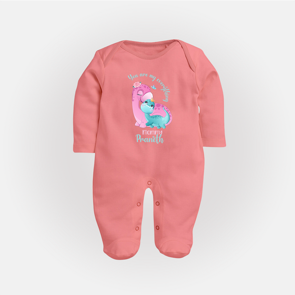 Happy Mother's Day - Celebrating Mom's Love With Our Customized Sleep Suit With Name - PEACH - New Born (Chest 7.5")