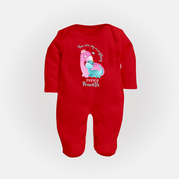 Happy Mother's Day - Celebrating Mom's Love With Our Customized Sleep Suit With Name - RED - New Born (Chest 7.5")