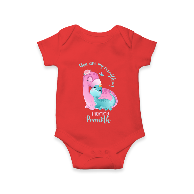 Happy Mother's Day - Celebrating Mom's Love With Our Customized Romper With Name - RED - 0 - 3 Months Old (Chest 16")