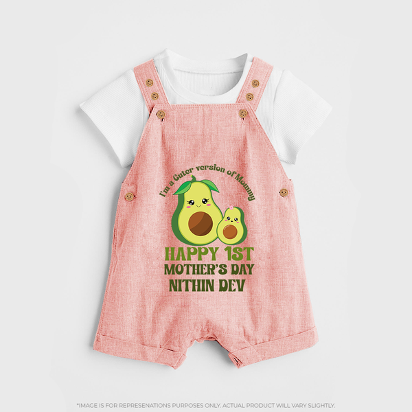 Happy Mother's Day - Mom & Me Moments With Our Customized Dungaree Set With Name - PEACH - 0 - 5 Months Old (Chest 18")