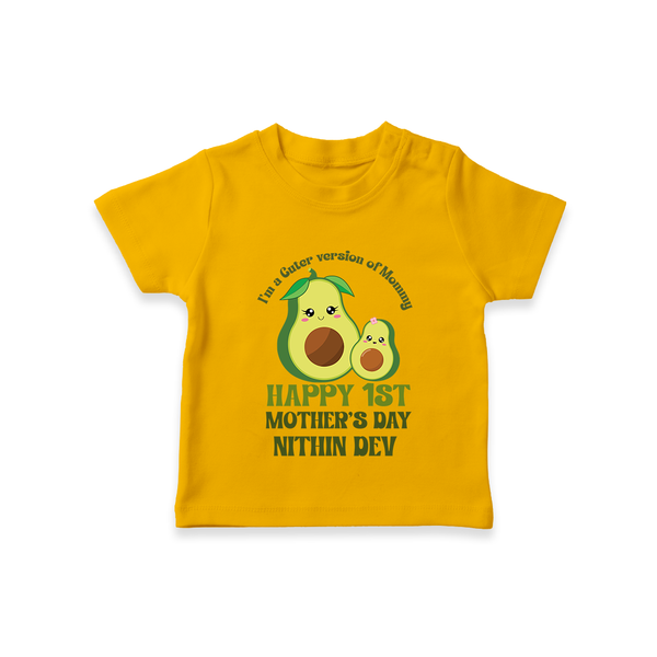 Happy Mother's Day - Mom & Me Moments With Our Customized Tshirt With Name - CHROME YELLOW - 0-5 Months Old (Chest 17")