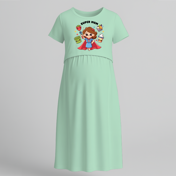 Super Mom Maternity Maxi Dress - MINT GREEN - Extra Small (Chest 32")