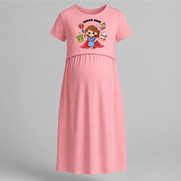 Super Mom Maternity Maxi Dress - PEACH - Extra Small (Chest 32")
