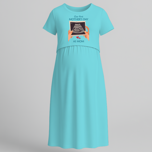Our First Mother's Day as Mom Maxi Dress - BABY BLUE - Extra Small (Chest 32")
