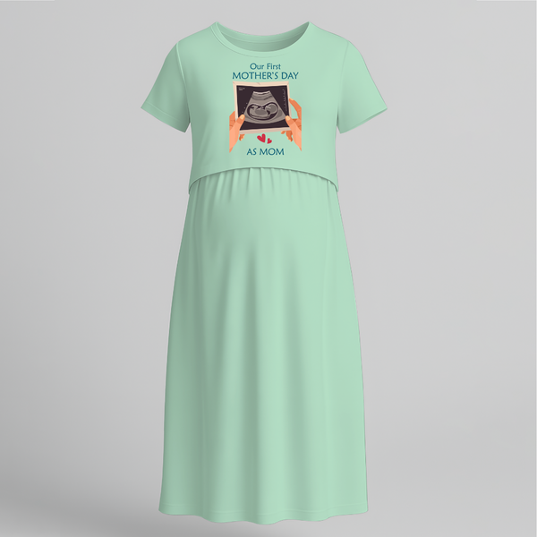 Our First Mother's Day as Mom Maxi Dress - MINT GREEN - Extra Small (Chest 32")
