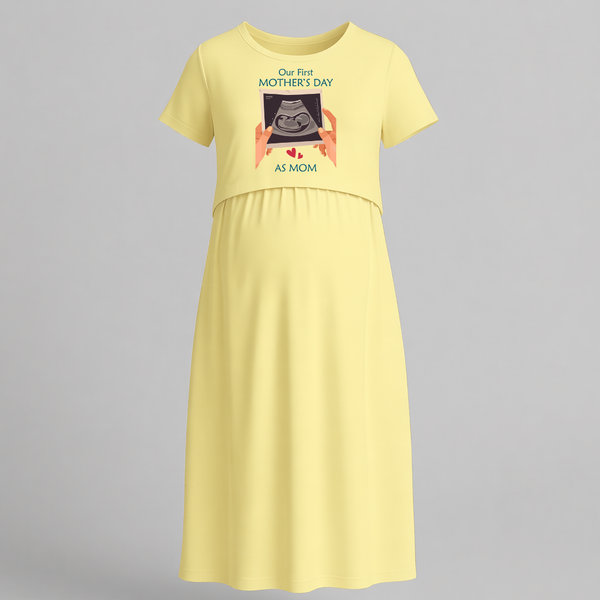 Our First Mother's Day as Mom Maxi Dress - PASTEL YELLOW - Extra Small (Chest 32")