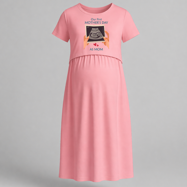 Our First Mother's Day as Mom Maxi Dress - PEACH - Extra Small (Chest 32")