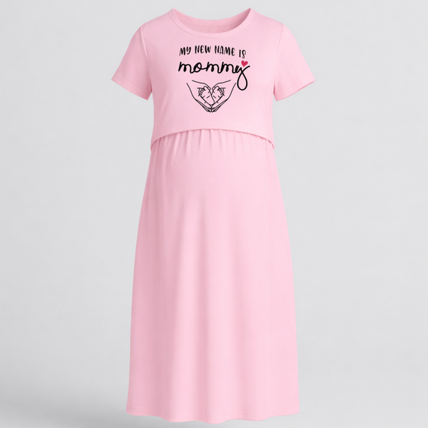 My New Name is Mommy Maternity Maxi Dress - BABY PINK - Extra Small (Chest 32")