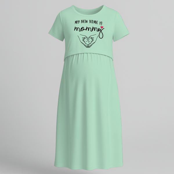 My New Name is Mommy Maternity Maxi Dress - MINT GREEN - Extra Small (Chest 32")