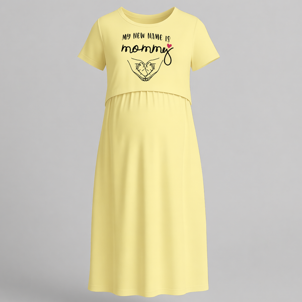 My New Name is Mommy Maternity Maxi Dress - PASTEL YELLOW - Extra Small (Chest 32")