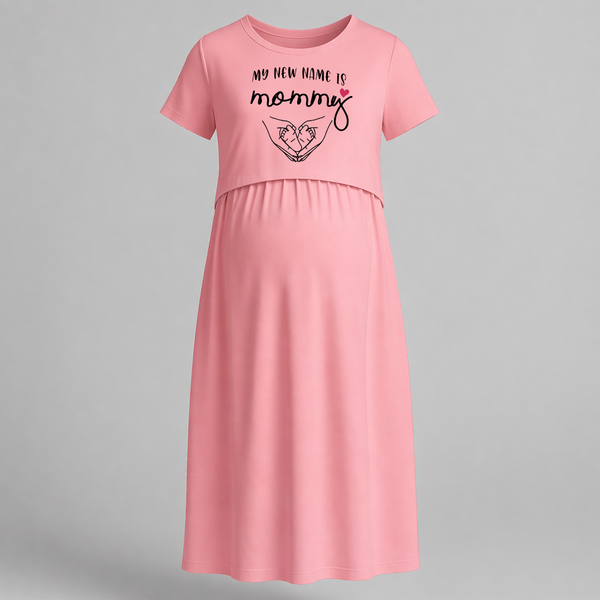 My New Name is Mommy Maternity Maxi Dress - PEACH - Extra Small (Chest 32")