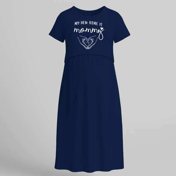My New Name is Mommy Maternity Maxi Dress - NAVY BLUE - Extra Small (Chest 32")