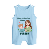 Happy Mother’s Day Mummy Baby BUTTON ROMPER Set – Cute Mom & Baby Outfit - BABY BLUE - New Born (Chest 18")