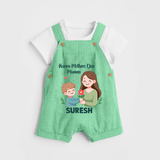 Happy Mother’s Day Mummy Baby BUTTON DUNGAREE Set – Cute Mom & Baby Outfit - GREEN - 0 - 5 Months Old (Chest 18")