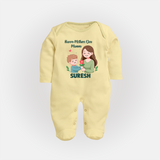 Happy Mother’s Day Mummy Baby Full body suit Set – Cute Mom & Baby Outfit - PASTEL YELLOW - New Born (Chest 7.5")