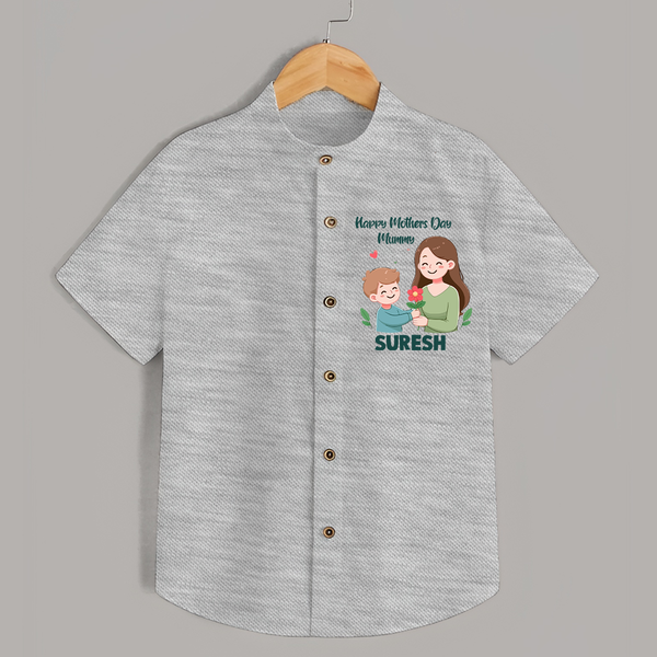 Happy Mother’s Day Mummy Baby SHIRT Set – Cute Mom & Baby Outfit - GREY - 0 - 6 Months Old (Chest 23")