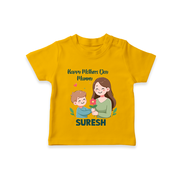Happy Mother’s Day Mummy Baby T SHIRT Set – Cute Mom & Baby Outfit - CHROME YELLOW - 0-5 Months Old (Chest 17")